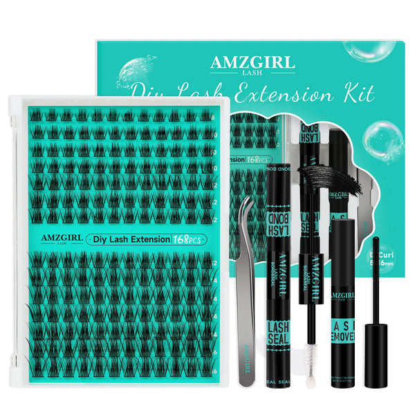 DIY Lash Extension Kit - 168 cluster lashes, bond and seal, tweezer and lash remover