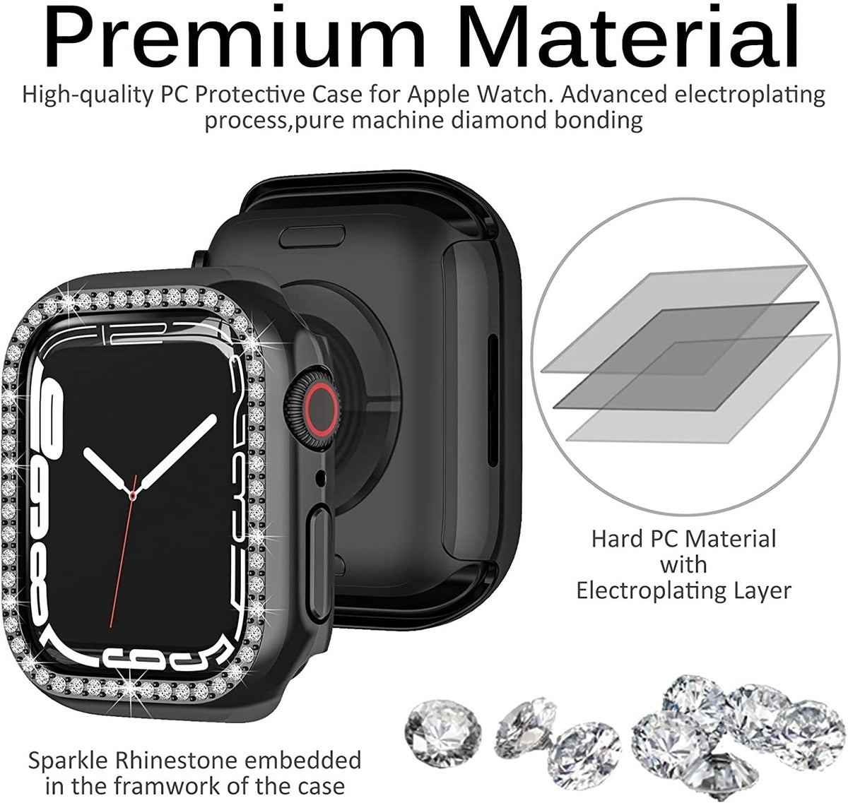 Apple Watch 7 Diamond PC Hard Case 41mm (Black)
