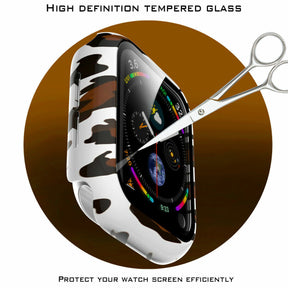 Apple Watch PC Hard Case with Glass (White Leopard)