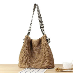 Straw Woven Large Capacity Knot Shoulder Tote Bag