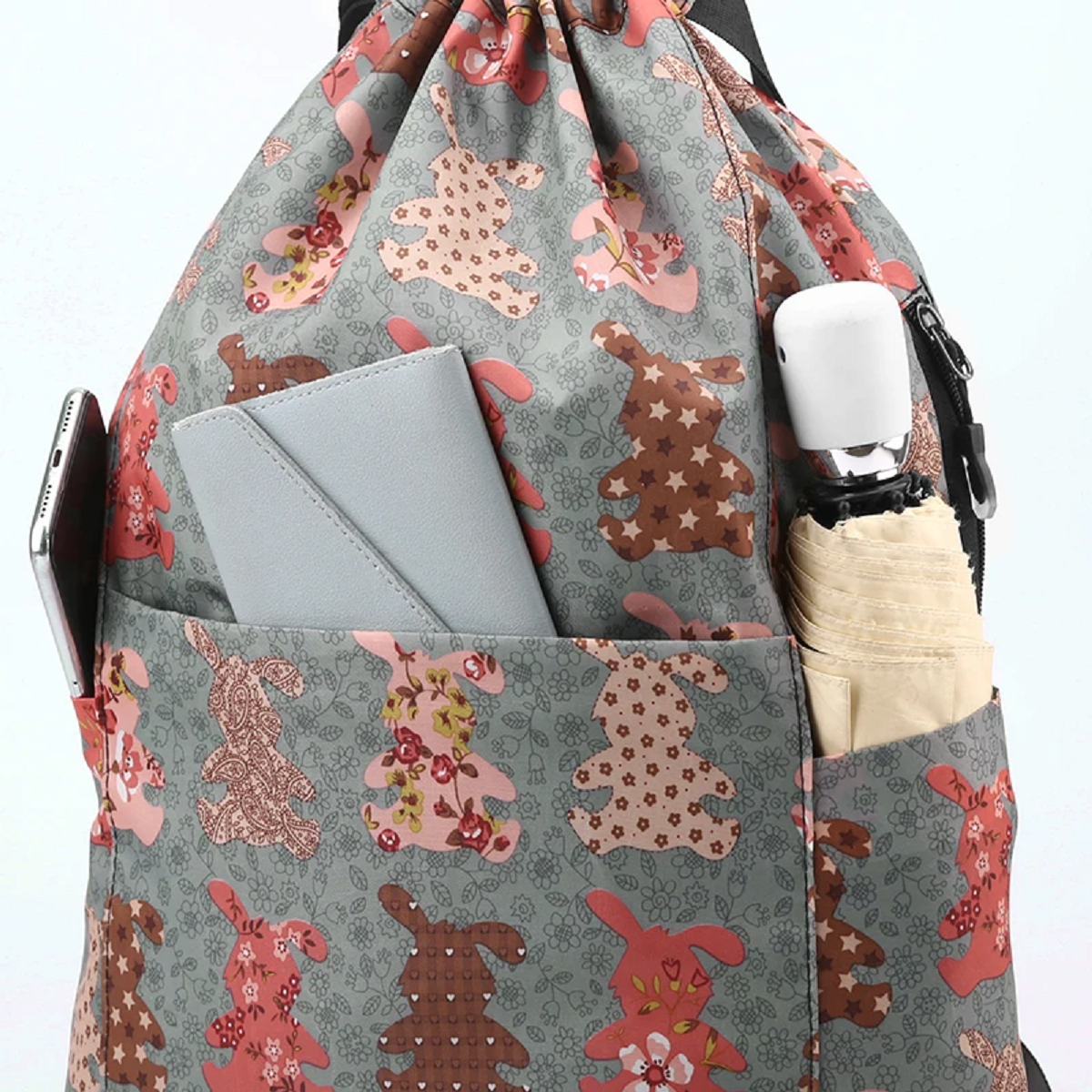 Women's Drawstring Bag Foldable Large Capacity Backpack