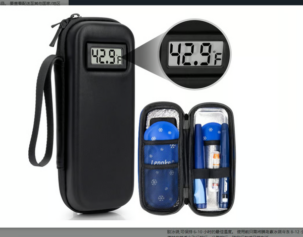 Insulin Cooler Travel Case with Temperature Display - Black