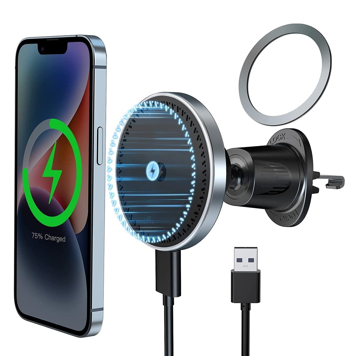 15W Magnetic Wireless Car Charger – Air Vent Phone Holder for iPhone