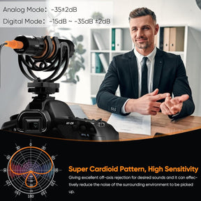 Pro Shotgun Microphone – On-Camera Cardioid Mic with Shock Mount