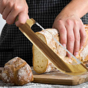 Wooden Bread Bow Cutter Serrated Bagel Sourdough Slicer Bread Cutting Tool