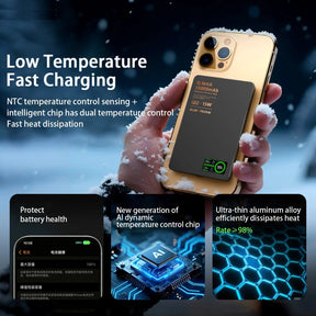 3-in-1 Magnetic Power Bank – 15W Wireless Charger with LCD for iPhone Watch and AirPods