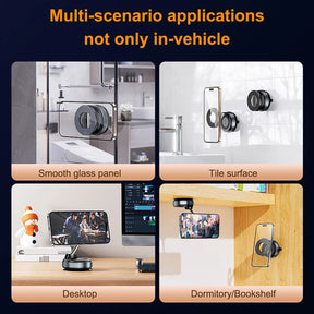 Magnetic Car Phone Holder – Foldable Vacuum Mount, Multi-Angle Adjustment