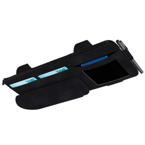 Car Sun Visor Organiser – Suede Leather Storage Bag with Glasses Clip and Card Holder