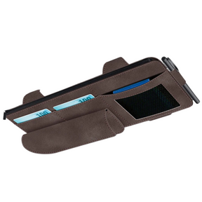 Car Sun Visor Organiser – Suede Leather Storage Bag with Glasses Clip and Card Holder