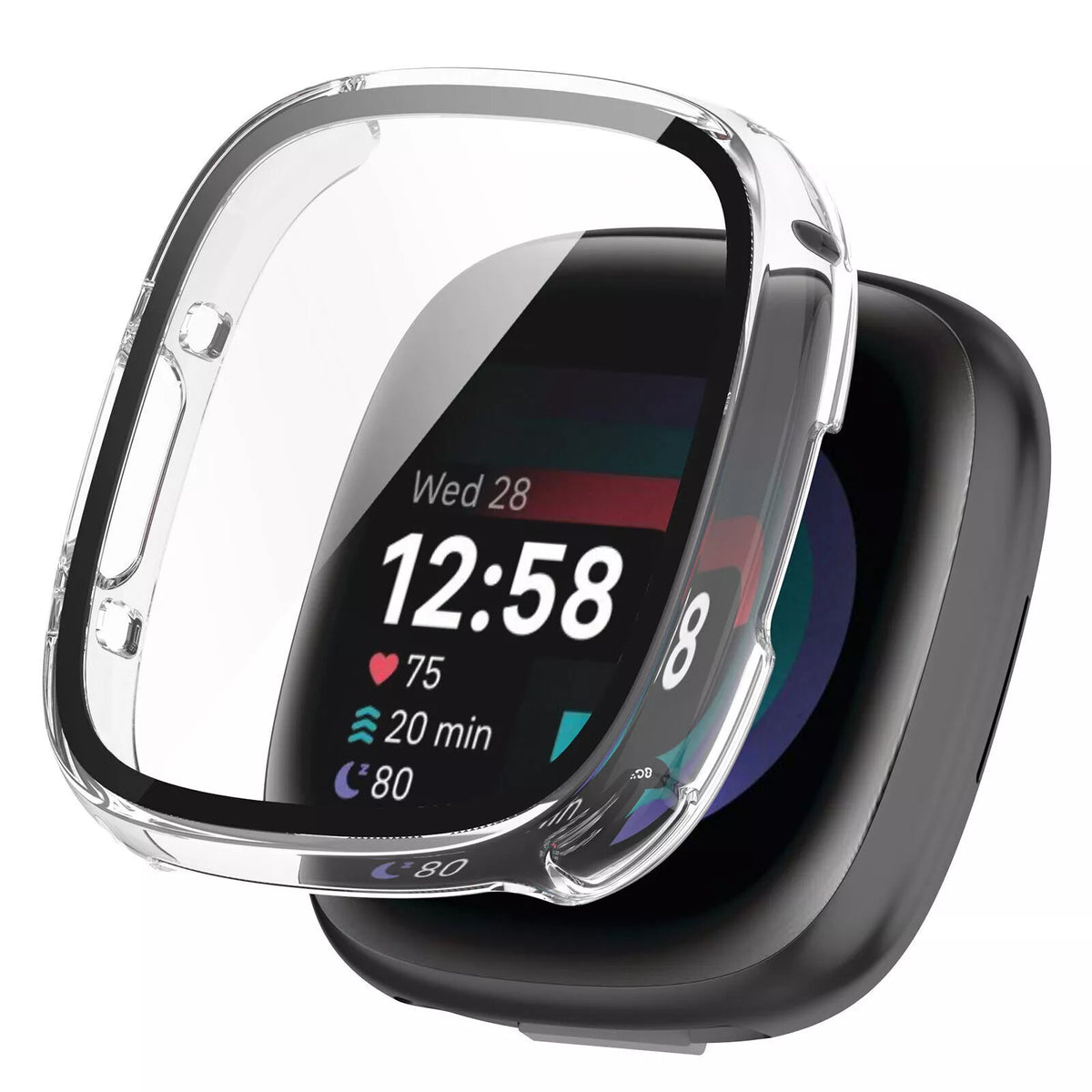 Fitbit Versa 4 / Sense 2 Hard Case with Glass (Transparent)